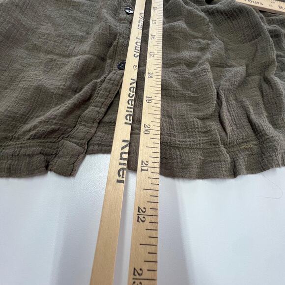 Stella Forest Blouse Womens 38 Medium Brown Green Button Front Flowy Top Boho - Picture 7 of 8